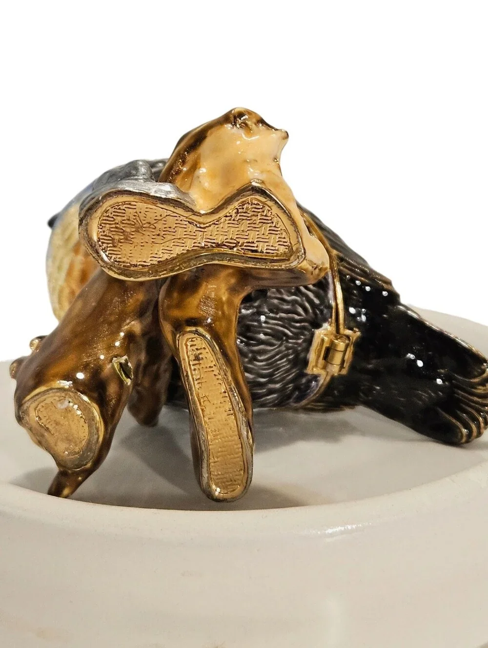 Bejeweled Quail Bird Perched On A Log Trinket Box
